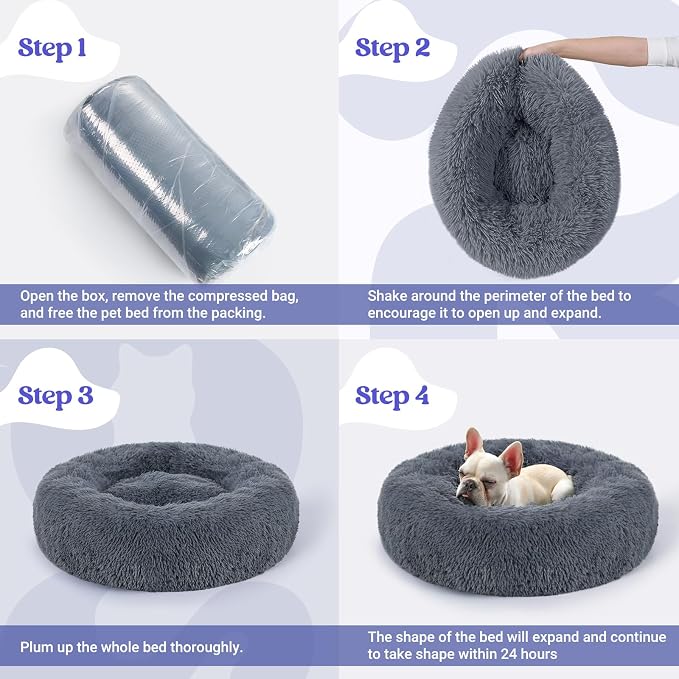 rabbitgoo Dog Bed for Small, 24 inches Machine Washable, Fluffy Donut Pet Bed - Image 9