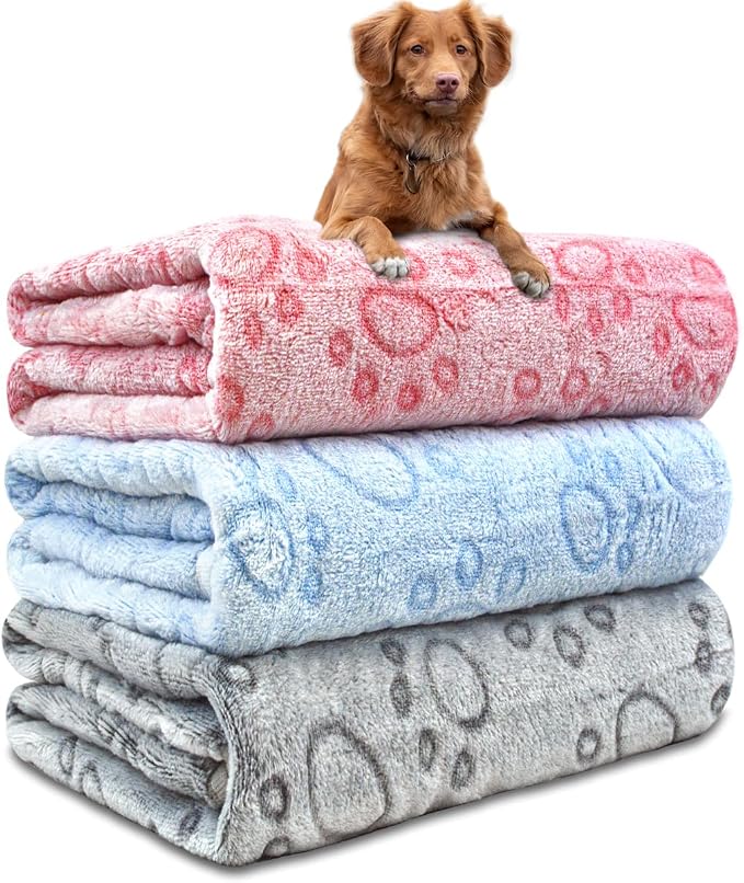 3 Pack Dog Blankets for Small Dogs, Soft Pet Blankets for Cat、Rabbit、Guinea Pig by NXDZI