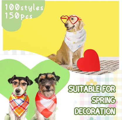 100 Pcs Spring Dog Bandanas Bulk Pet Bibs Colorful Triangle Scarf Pet Bandanas - Image 5