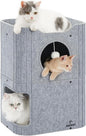 Cat House for Indoor Cats, 2-Storey Cat Bed Cave, Felt Cat Hideaway Condo by ABCPET