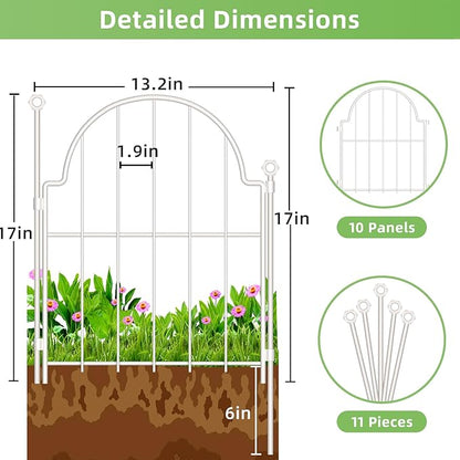 10 Pack Decorative Garden Fence, 17in x10ft Garden Fencing Animal Barrier - Image 3