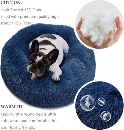 Calming Donut Dogs Beds for Small Dogs Washable, 23inch Plush Round Pet Bed for - Image 4