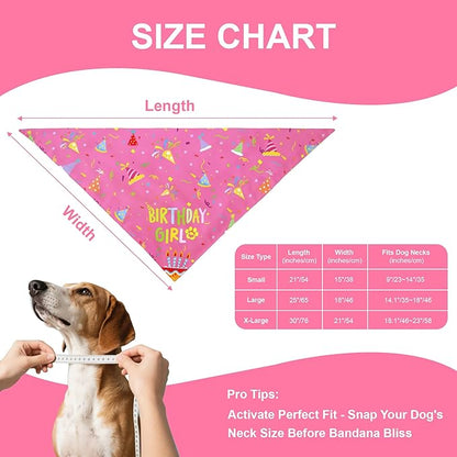 Dog Birthday Bandana Girl for Large X-Large Dogs, Reversible 2 Patterns in 1 - Image 4