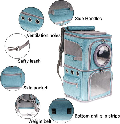 2-in-1 Pet Carrier Backpack for Two Cats or One Dog, Space Capsule Clear Bubble - Image 4