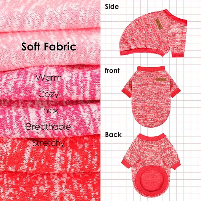 3 Pack Dog Sweaters for Small Dogs Girl Boy Winter Fleece Clothes Warm Soft Dog - Image 5