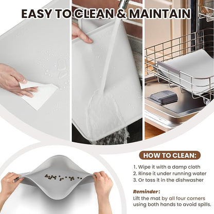VIVAGLORY Dog Food Mat Flexmat Dog Bowl Mat, Placemat Food Tray - Image 5