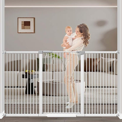 65.7"-72.2" Extra Wide Baby Gate, 40.5" Tall Dog Gate Indoor, Walk Through Pet by FlowerFrail