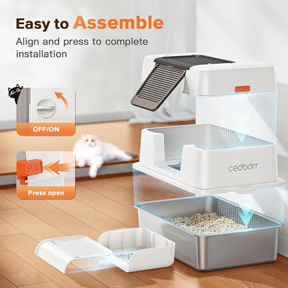 XL Premium Stainless Steel Enclosed Cat Litter Box - Image 4