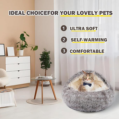 Cat Bed for Indoor Cats, Calming Cozy Cave - Image 3