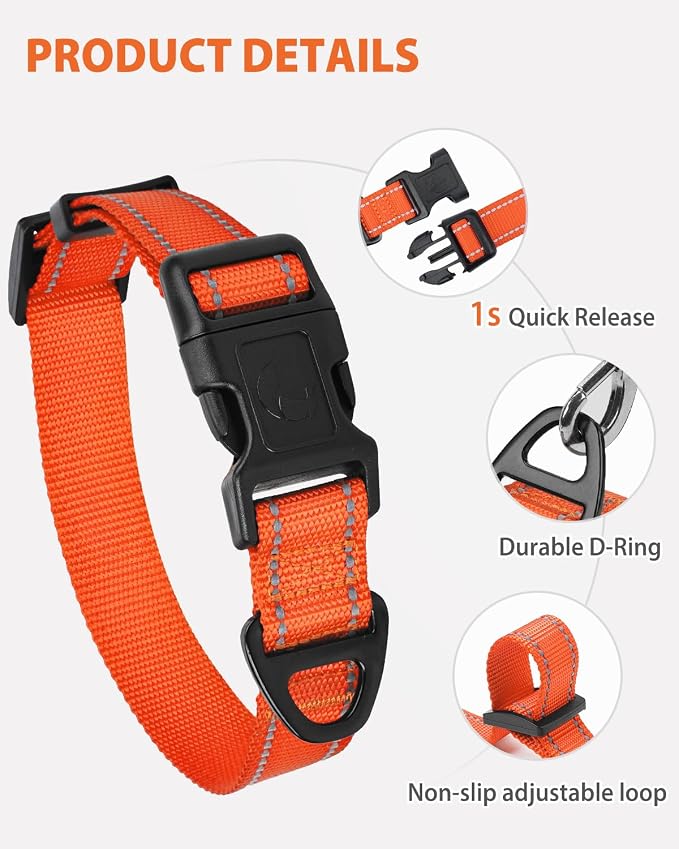 Joytale Reflective Dog Collar, Adjustable Nylon Pet Collar - Image 4