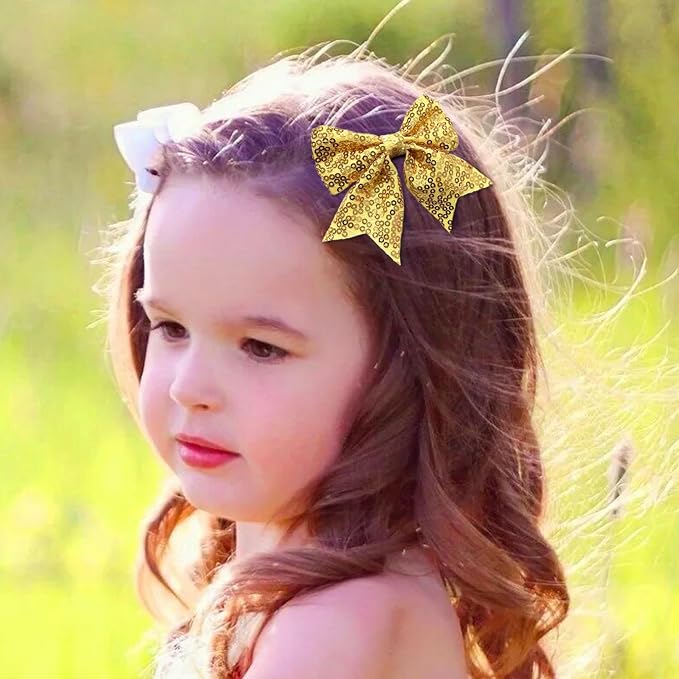3-inch Sequined Bow Hair Clips For Baby Girls, Kids and Young Women Birthday - Image 5