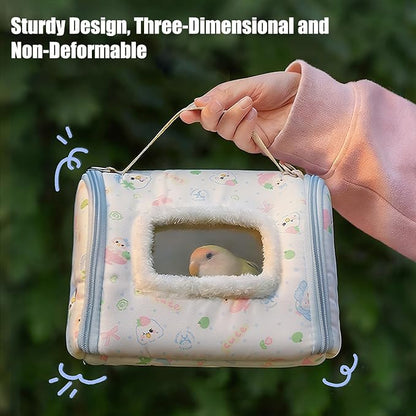 Portable Bird Travel Carrier, 23.5x18x16cm, Warm Parrot Transport Bag - Image 5