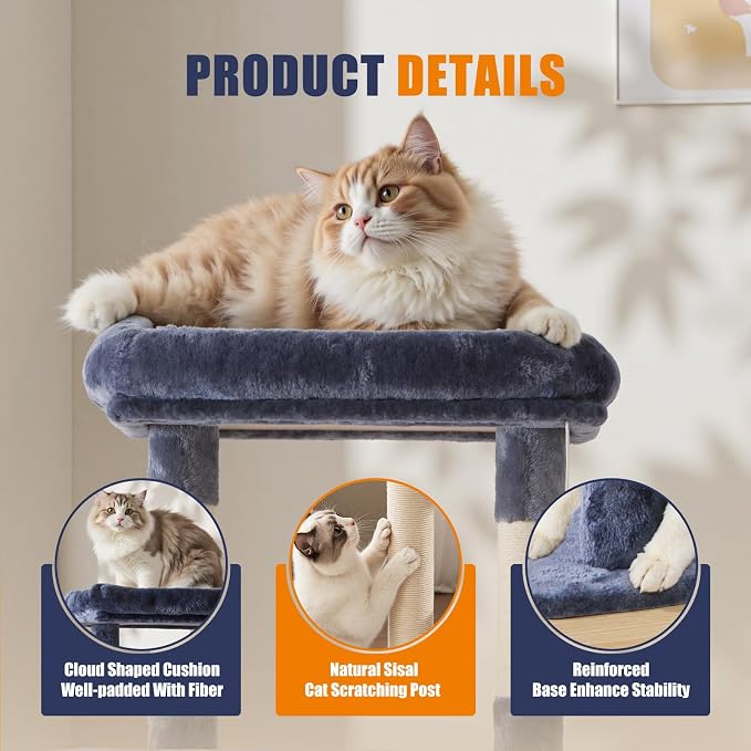 Sweetcrispy 63 inch Cat Tree Tower, Large Multi Level Cat Climbing Tower - Image 5