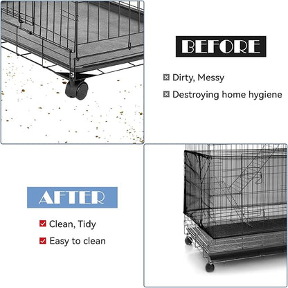 Adjustable Bird Cage Seed Catcher Net Cover Elastic Band Mesh Cover Black - Image 4