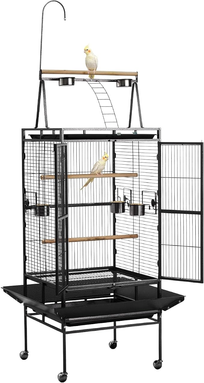 VEVOR Bird Cage, 32.7 x 31.1 x 82.7 inch, Open Flat Top, Wrought Iron Bird by VEVOR