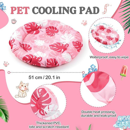 Pet Cooling Mat for Cats and Small Dogs, 20.1'' x 20.1'' Thickened Round Pink - Image 2