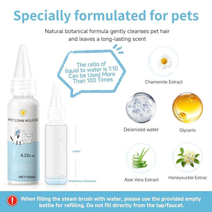 Pet Steam Brush Set for Dogs & Cats, Includes 3-in-1 Self Cleaning Spray Comb - Image 3