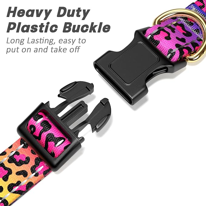 Reflective Dog Collar for Medium Dogs, Cute Leopard Style Adjustable Heavy-Duty - Image 4