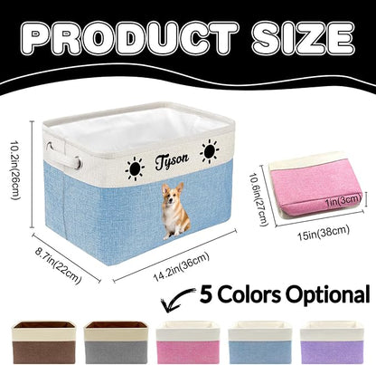 Personalized Dog Toy Storage Basket Custom Dog Name Photo Cat Pet's Gift - Image 3