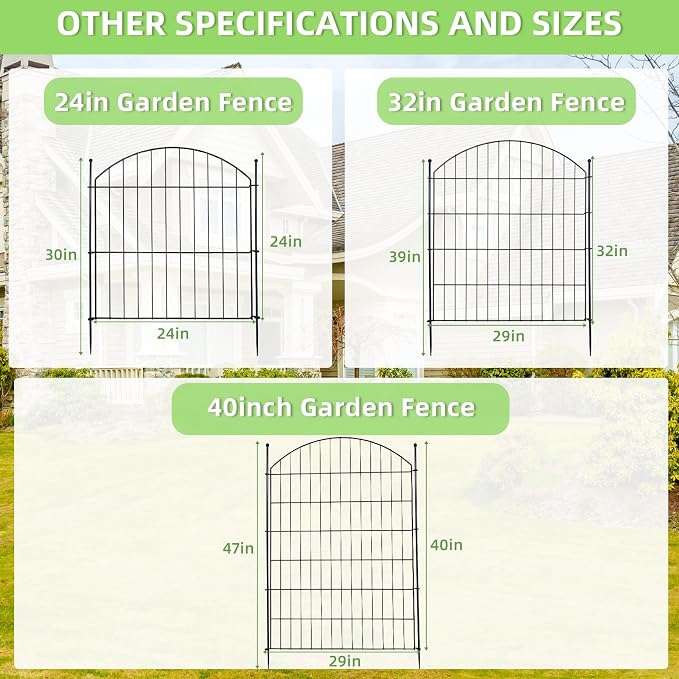 Decorative Garden Fence 40in x 30in, 10 Pack No Dig Fence Animal Barrier - Image 8