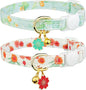 2 Pack Cotton Breakaway Cat Collar Green and Red Flowers Pendant Cute Kitten by Fyeqyaou