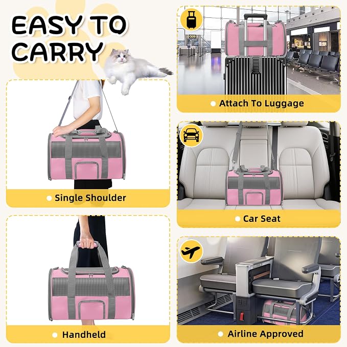 Soft - Sided Pet Carrier for Cats and Small Dogs, Airline - Approved, Foldable - Image 5