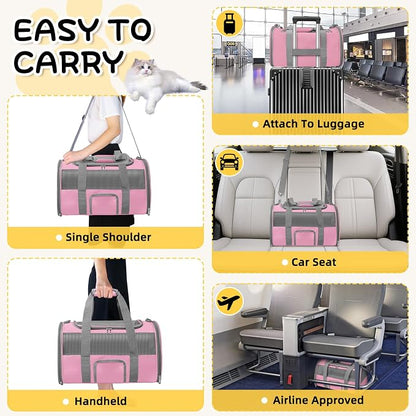 Soft - Sided Pet Carrier for Cats and Small Dogs, Airline - Approved, Foldable - Image 5
