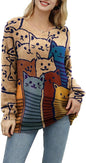 YESNO Women Christmas Sweater Graphic Printed Oversized Pullover Sweaters by YESNO