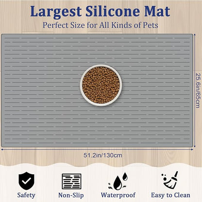 XXXXL Largest Pet Food Mat, 51.2"x25.6" Silicone Dog Mats - Image 2