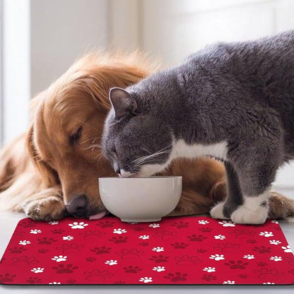 Dog Food Mat, Absorbent Water Bowl Mats Cat Pet Feeding Placemats Red 24 * 32 - Image 7