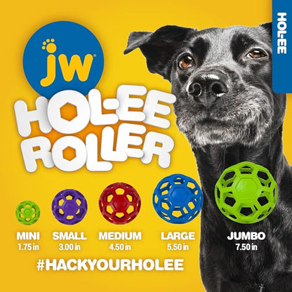 JW Pet Hol-ee Roller Dog Toy Puzzle Ball, Natural Rubber, Colors May Vary - Image 4