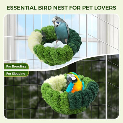 Bird Nest for Cage, Plush Hanging Bird Bed for Parakeet, Breeding Bird House - Image 4