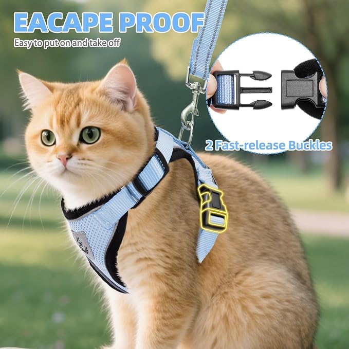 PUPTECK Cat Harness and Leash Set Escape Proof Reflective Cat Walking Harness - Image 4