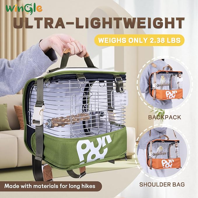 Bird Carrier Travel Cage and Cover 12in Small Bird Cage 4 in 1 Bird Backpack - Image 6