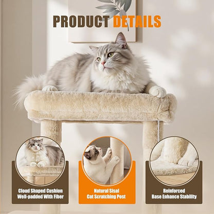 Large Cat Tree 63 Inch, Sisal Scratching Posts Board and Hammock, Pet Play House - Image 3