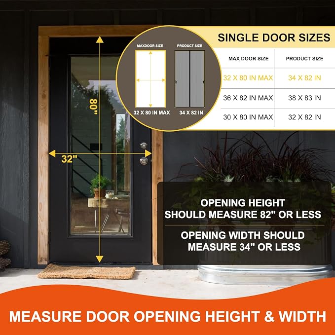 Fiberglass Magnetic Screen Door Fit Door Size 32 x 80 in- Heavy Duty Fiberglass - Image 2