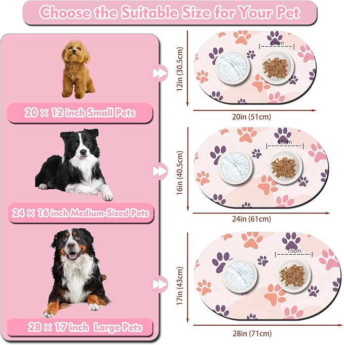 Cat Food Mat 24''x16'', Absorbent Cat Mats - Image 4
