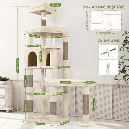 Globlazer Extra Large Platform Cat Tree, 65in Tall Sturdy Cat Tree - Image 7