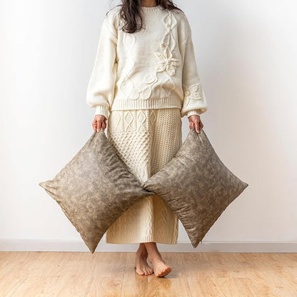 Neutral Decorative Faux Leather Pillow Covers, - Image 2
