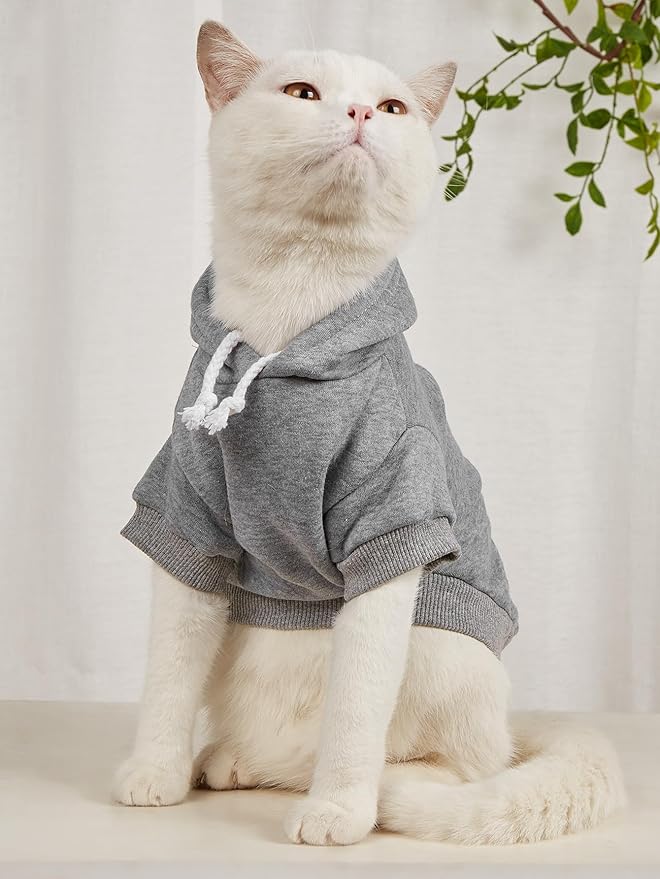 QWINEE Basic Dog Hoodie Sweatshirt Puppy Sweater Warm Cat Costumes Pet Clothes - Image 8
