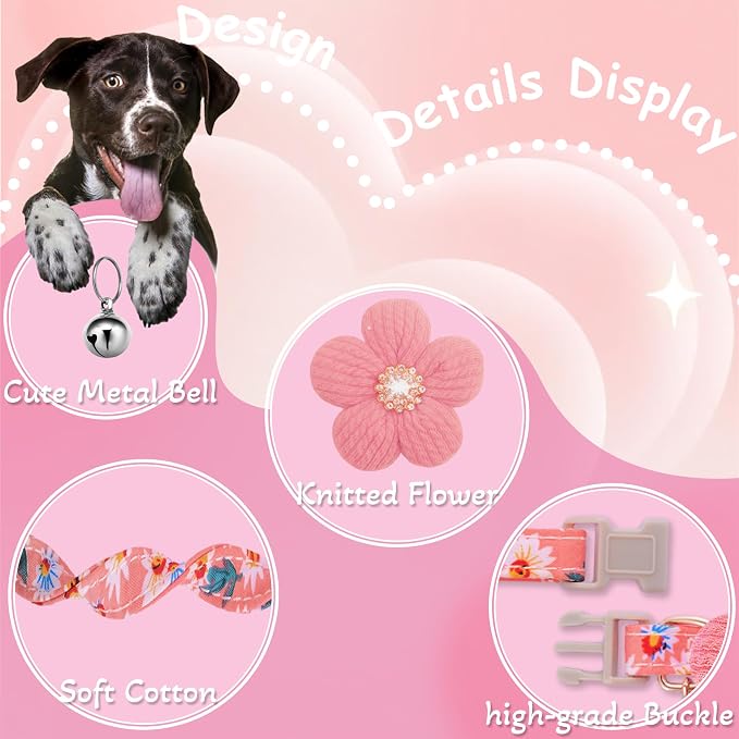 Medium Dog Collar with Flower, Dog Collars - Image 2