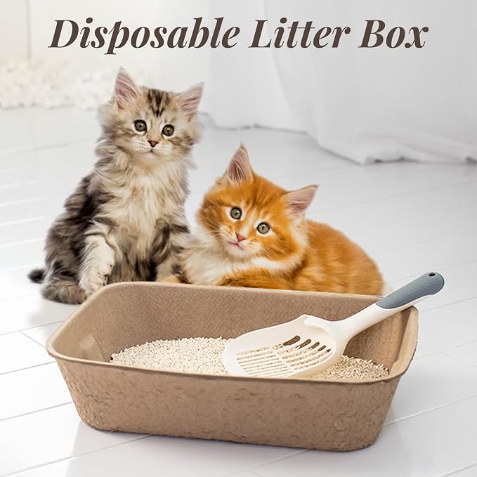 6 Pack Disposable Cat Litter Boxes, Durable Leak-Proof Cardboard Kitty Litter - Image 9