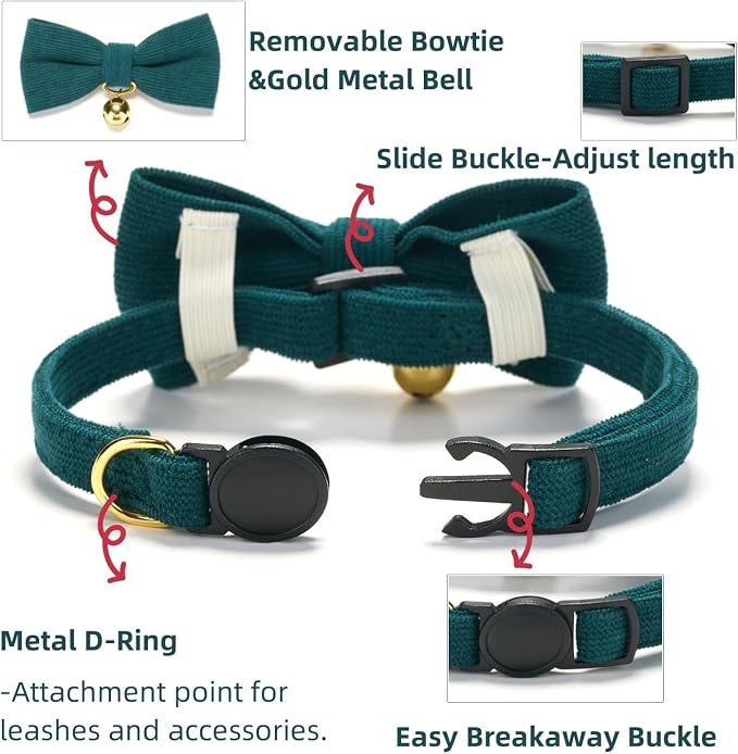 2 Pack Soft Corduroy Cat Collars - Image 3