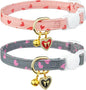 2 Pack Cotton Breakaway Cat Collar Pink and Gray Heart Shaped Pendant Cute by Fyeqyaou