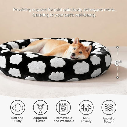 JOEJOY Donut Dog Bed Medium Size Dog, Cute Round Calming Pet Bed - Image 2