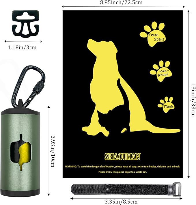 Metal Dog Poop Bag Holder w/Leash Clip|Durable Scratch-Resistant Aluminum|15 - Image 4