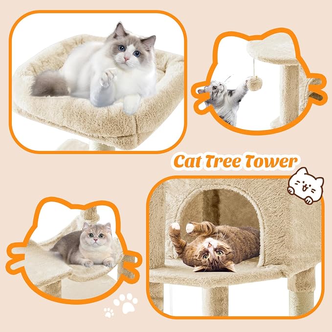 DUMOS Small 44 Inch Cat Tree Tower, Cat Climbing Tower - Image 6
