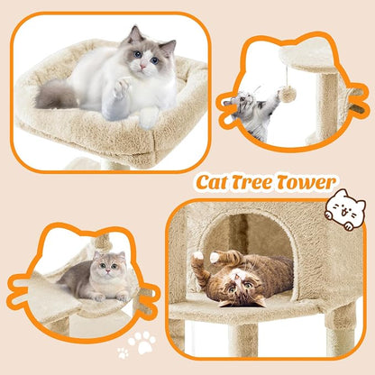 Sweetcrispy 44 Inch Cat Tree Tower, Cat Climbing Tower - Image 4