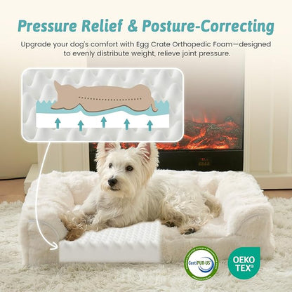 Faux Rabbit Fur Orthopedic Dog Bed, Large Dog Bed, Supportive Foam Pet Sofa - Image 2