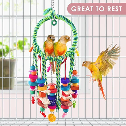 KATUMO Bird Toys 2 Pack Parrot Swings Conure Rope Rings Parakeet Perches - Image 7